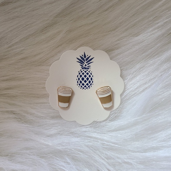 ‘But first, Coffee!’ Enamel Stud Earrings - Picture 4 of 4